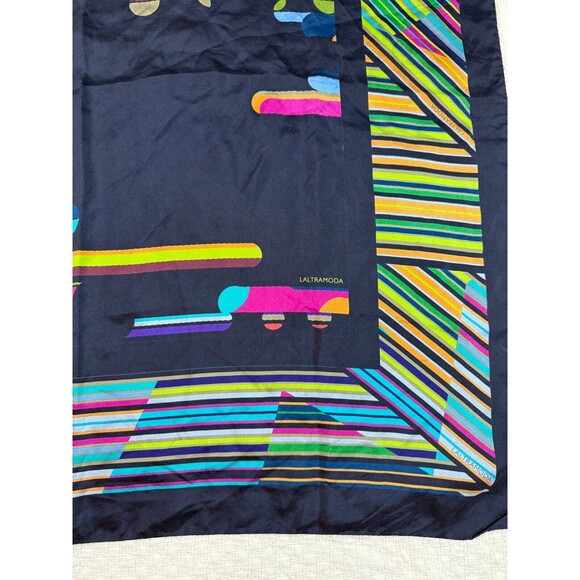 Laltramoda Square Silk Scarf Modern MCM Colorful 33"x33" - Picture 4 of 9